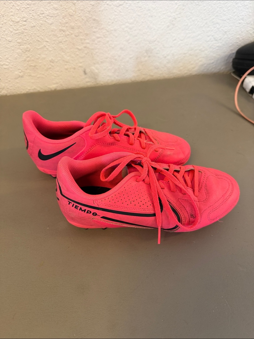 Nike Pink Tiempo Soccer Cleats with Black Swoosh